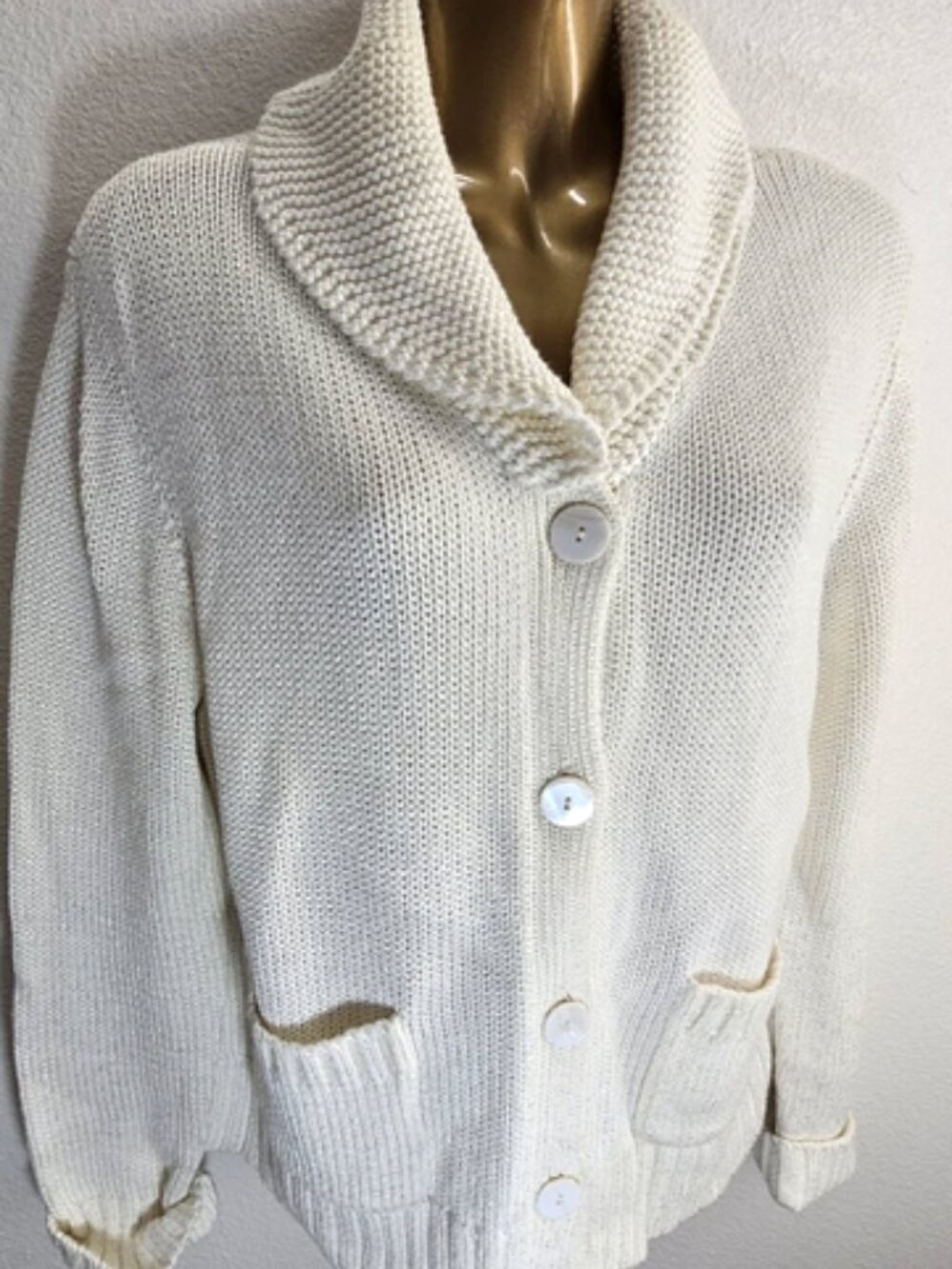 J. Jill Vintage Cream Cardigan Sweater size M